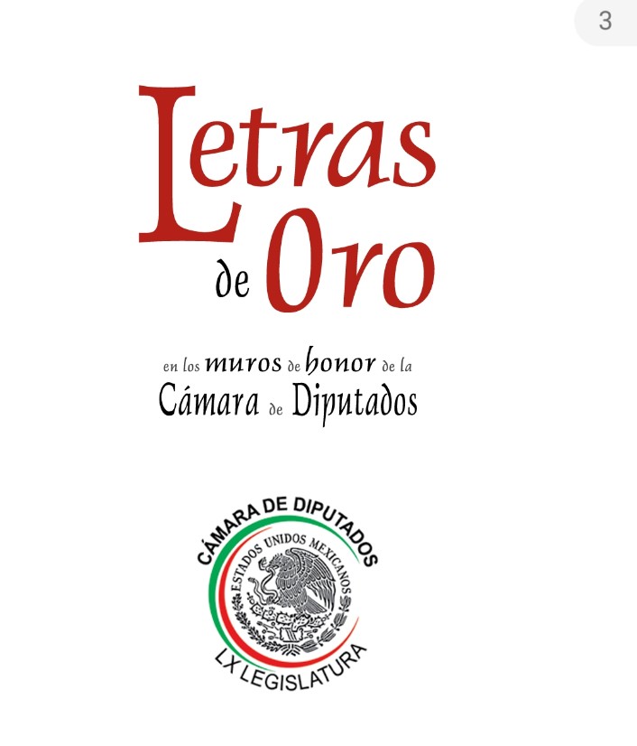 LETRAS DE ORO EN LOS MUROS DE HONOR DE LA CÁMARA DE DIPUTADOS